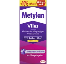 Metylan Vlies Kleister für Vliestapeten, ausreichend für bis zu 12 Rollen oder 58 Quadratmeter. Henkel Logo.