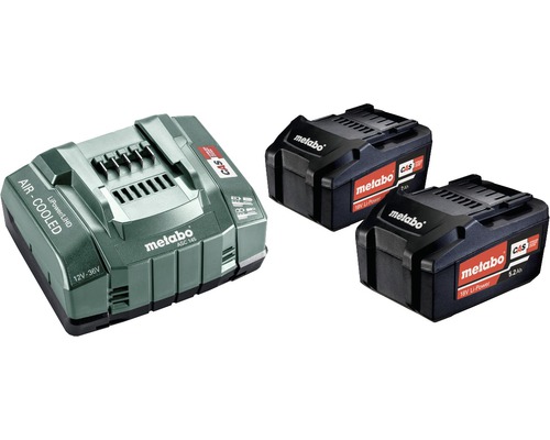 Kit de batteries Metabo 18V Li-Ion (5,2 Ah) 2x batteries et chargeur Kit de batteries Metabo 18V Li-Ion (5,2 Ah) 2x batteries et chargeur