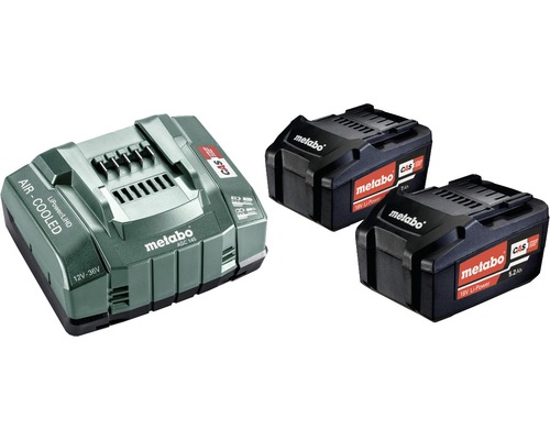 Kit de batteries Metabo 18V Li-Ion (5,2 Ah) 2x batteries et chargeur