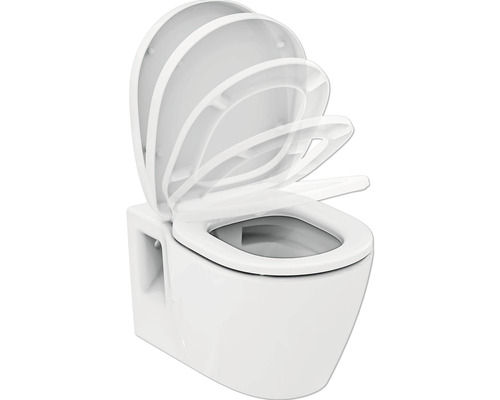 WC suspendu avec couvercle de toilette ouvert