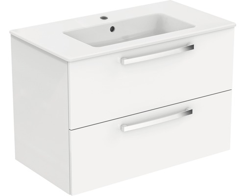 Badmöbel-Set Waschplatz Ideal Standard Eurovit Plus BxHxT 81,5 x 56,5 x 45 cm Frontfarbe weiß hochglanz weiß Badmöbelset 2-teilig mit Waschtisch Keramik weiß K2978WG
