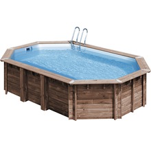 Holzpool mit Leiter und Wasser