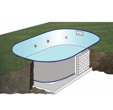 Ensemble de piscine enterrée à paroi en acier Gre ovale 700x320x120 cm avec groupe de filtration à sable, skimmer, échelle, sable de filtration, intissé de protection du sol et flexible de raccordement blanc-thumb-8