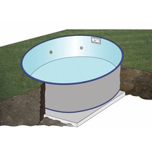 Ensemble de piscine enterrée à paroi en acier Gre ronde Ø 350x120 cm avec groupe de filtration à sable, skimmer, échelle, sable de filtration, intissé de protection du sol et flexible de raccordement blanc-thumb-6