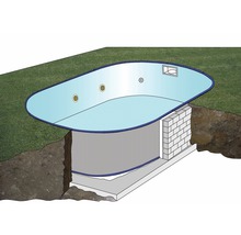 Coupe transversale d''une piscine avec éclairage et maçonnerie