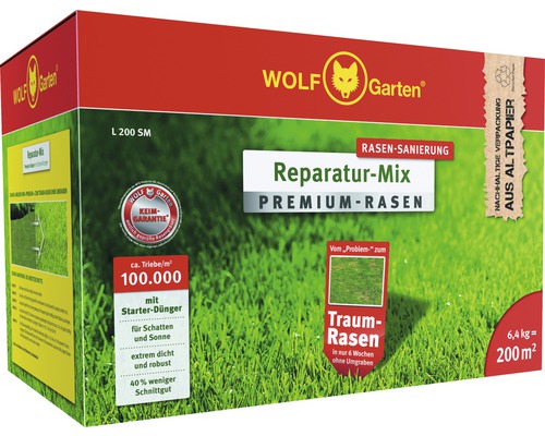 Wolf Garten Rénovation de gazon Mélange de réparation Gazon de qualité supérieure pour 200 mètres carrés