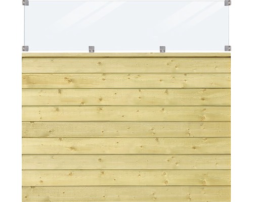 Élément principal PLUS Klink verre 174 x 163 cm traité en autoclave par imprégnation Clôture en bois avec protection visuelle en verre