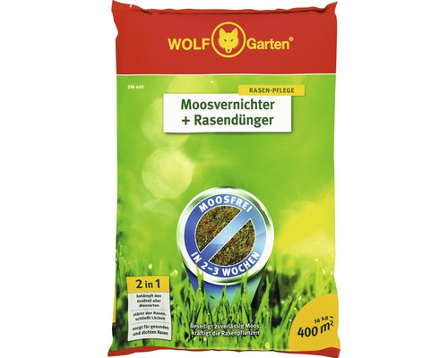 Agent anti-mousse et engrais pour gazon WOLF-Garten 14 kg 400 m²