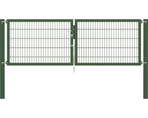 Portillon grillagé double ALBERTS Flexo Plus 8/6/8 300 x 100 cm y compris poteaux 8 x 8 cm vert