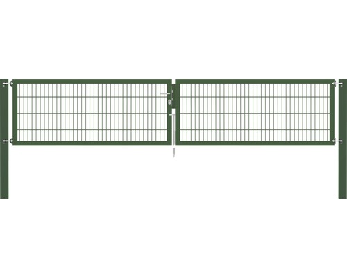 Portillon grillagé double ALBERTS Flexo Plus 8/6/8 400 x 80 cm y compris poteaux 10 x 10 cm vert