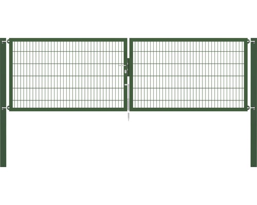 Portillon grillagé double ALBERTS Flexo Plus 8/6/8 400 x 120 cm y compris poteaux 10 x 10 cm vert