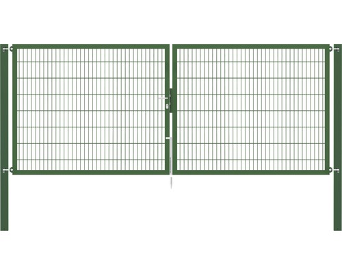 Stabgitter-Doppeltor ALBERTS Flexo Plus 8/6/8 400 x 160 cm inkl. Pfosten 10 x 10 cm grün