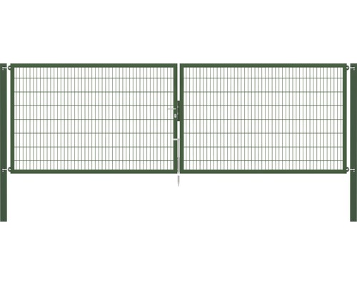 Portillon grillagé double ALBERTS Flexo Plus 8/6/8 500 x 160 cm y compris poteaux 10 x 10 cm vert