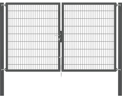 Portillon grillagé double ALBERTS Flexo Plus 8/6/8 300 x 180 cm y compris poteaux 10 x 10 cm anthracite