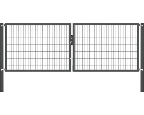 Portillon grillagé double ALBERTS Flexo Plus 8/6/8 400 x 140 cm y compris poteaux 10 x 10 cm anthracite