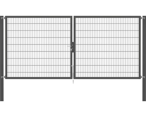 Portillon grillagé double ALBERTS Flexo Plus 8/6/8 400 x 180 cm y compris poteaux 10 x 10 cm anthracite