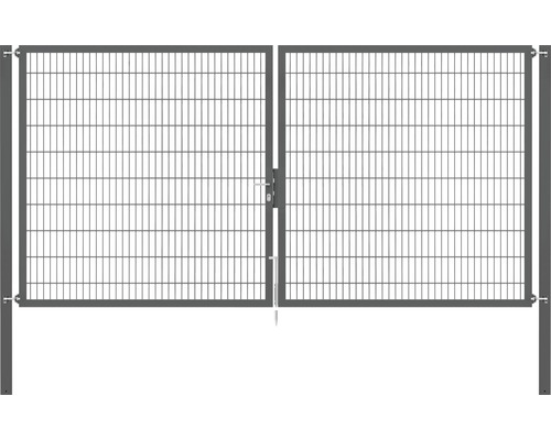 Portillon grillagé double ALBERTS Flexo Plus 8/6/8 400 x 200 cm y compris poteaux 10 x 10 cm anthracite