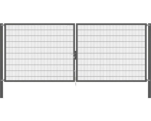 Portillon grillagé double ALBERTS Flexo Plus 8/6/8 500 x 200 cm y compris poteaux 10 x 10 cm anthracite