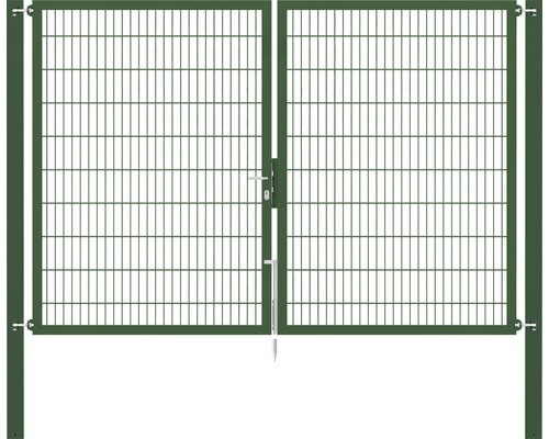 Portillon grillagé double ALBERTS Flexo Plus 8/6/8 300 x 200 cm y compris poteaux 10 x 10 cm vert