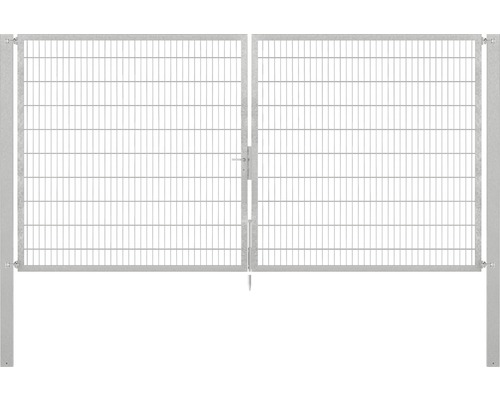 Portillon grillagé double ALBERTS Flexo Plus 8/6/8 400 x 200 cm y compris poteaux 10 x 10 cm galvanisé à chaud