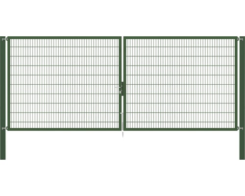 Stabgitter-Doppeltor ALBERTS Flexo Plus 8/6/8 500 x 200 cm inkl. Pfosten 10 x 10 cm grün