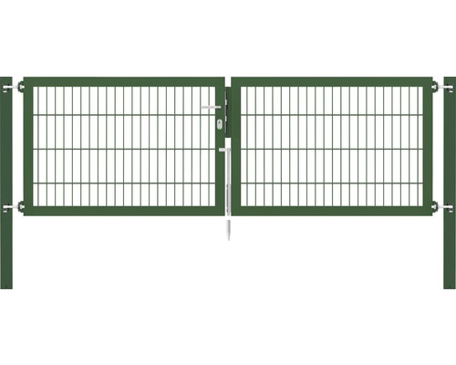 Portillon grillagé double ALBERTS Flexo Plus 8/6/8 250 x 80 cm y compris poteaux 8 x 8 cm vert