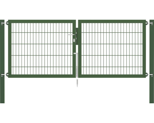 Portillon grillagé double ALBERTS Flexo Plus 8/6/8 250 x 100 cm y compris poteaux 8 x 8 cm vert