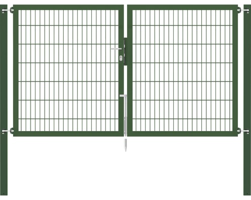 Portillon grillagé double ALBERTS Flexo Plus 8/6/8 250 x 140 cm y compris poteaux 8 x 8 cm vert