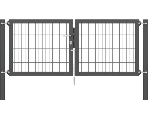 Portillon grillagé double ALBERTS Flexo Plus 8/6/8 200 x 80 cm y compris poteaux 8 x 8 cm anthracite