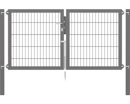 Portillon grillagé double ALBERTS Flexo Plus 8/6/8 200 x 100 cm y compris poteaux 8 x 8 cm anthracite