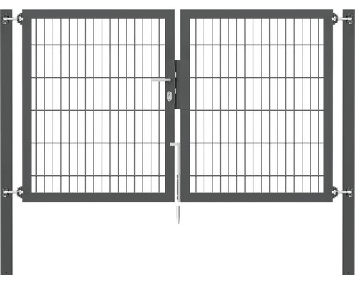 Portillon grillagé double ALBERTS Flexo Plus 8/6/8 200 x 120 cm y compris poteaux 8 x 8 cm anthracite