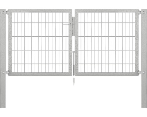 Portillon grillagé double ALBERTS Flexo Plus 8/6/8 200 x 100 cm y compris poteaux 8 x 8 cm galvanisé à chaud