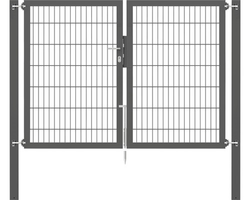 Portillon grillagé double ALBERTS Flexo Plus 8/6/8 200 x 140 cm y compris poteaux 8 x 8 cm anthracite