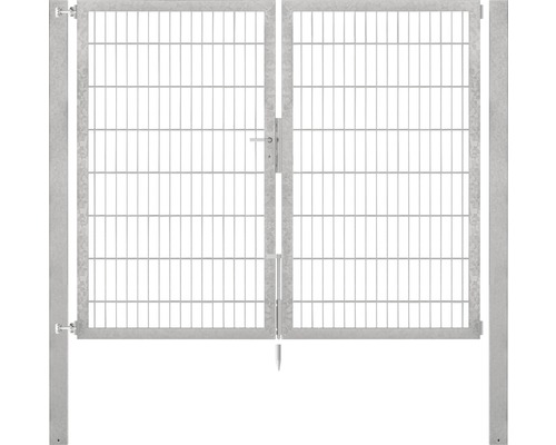 Portillon grillagé double ALBERTS Flexo Plus 8/6/8 200 x 160 cm y compris poteaux 8 x 8 cm galvanisé à chaud