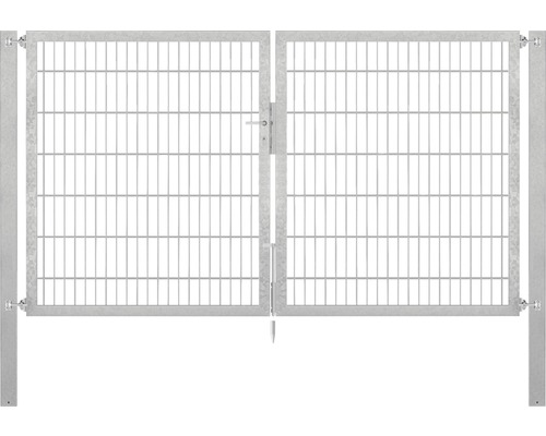 Portillon grillagé double ALBERTS Flexo Plus 8/6/8 250 x 140 cm y compris poteaux 8 x 8 cm galvanisé à chaud