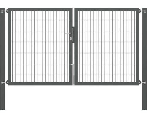 Portillon grillagé double ALBERTS Flexo Plus 8/6/8 250 x 140 cm y compris poteaux 8 x 8 cm anthracite