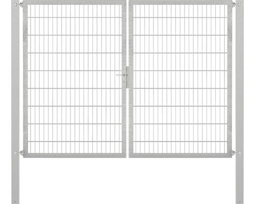 Portillon grillagé double ALBERTS Flexo Plus 8/6/8 250 x 180 cm y compris poteaux 8 x 8 cm galvanisé à chaud