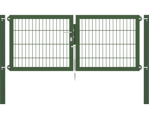 Portillon grillagé double ALBERTS Flexo Plus 8/6/8 200 x 80 cm y compris poteaux 8 x 8 cm vert