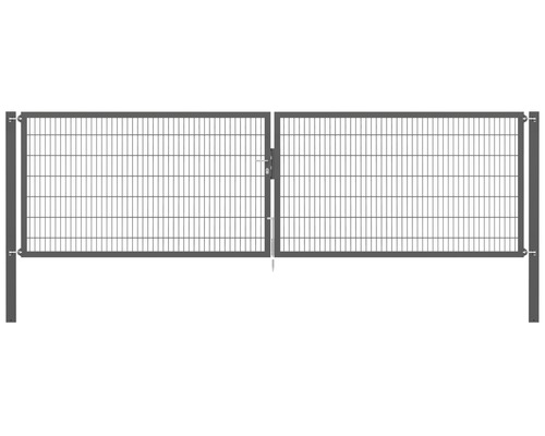 Portillon grillagé double ALBERTS Flexo Plus 8/6/8 500 x 140 cm y compris poteaux 10 x 10 cm anthracite