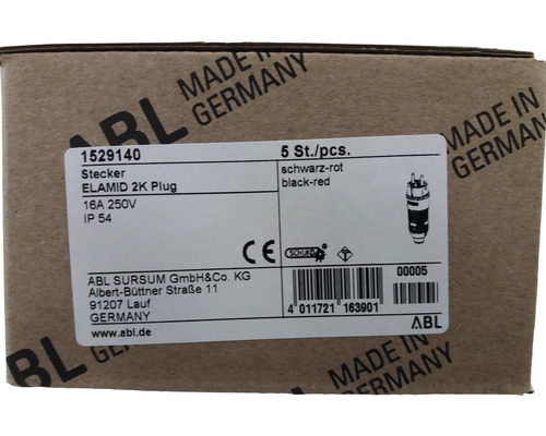 ABL Elamid 2K fiche mâle, 16A 250V, IP 54, 5 pièces