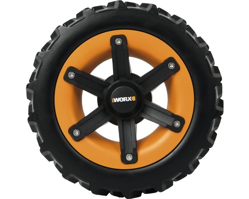 Roues motrices WORX Landroid S & M profil de pneu en V pour une capacité de passer les pentes améliorée jusqu'à 44,5 %