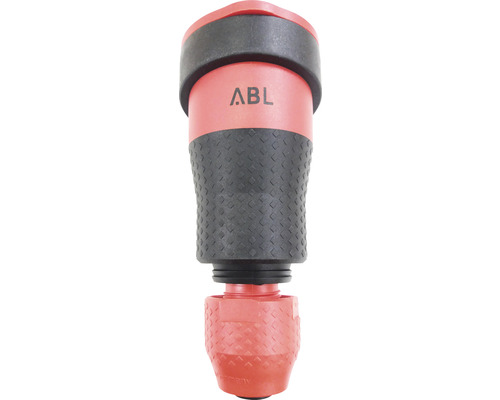 ABL 1589240 Professional Schutzkontakt Kupplung IP54 mit Spannungsanzeige + selbstschießendem Klappdeckel schwarz/rot