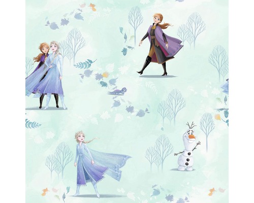 Papier peint intissé TD5-0001 Disney Frozen Fresh Breeze Tissu à motif la Reine des Neiges, avec Anna, Elsa et Olaf