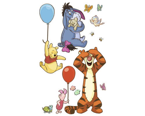 Illustration von Winnie Puuh und seinen Freunden mit Luftballons