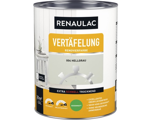 Renaulac peinture de rénovation lambris 2,5 litres gris clair finition satinée