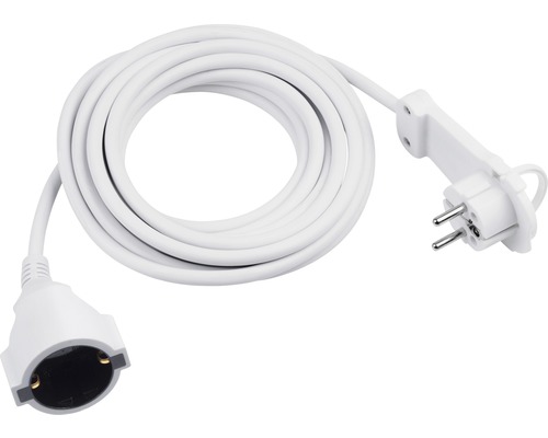 Rallonge électrique 3 m H05VV-F 3G1,5 mm² blanc avec connecteur avec protection de contact renforcée intégrée