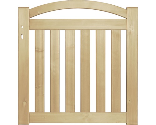 Portail à un vantail Konsta Mino avec fraise de serrure 98 x 100 cm naturel Clôture en bois avec extrémité supérieure arrondie