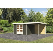 Gartenhaus Karibu Kodiak 6 inkl. Anbau 2,4 m, Rückwand 556 x 333 cm terragrau