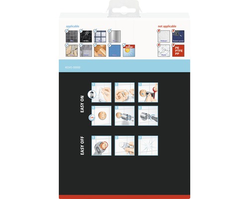 Anwendungshinweise für das Produkt auf verschiedenen Oberflächen und eine Schritt-für-Schritt-Anleitung zur einfachen Montage und Demontage