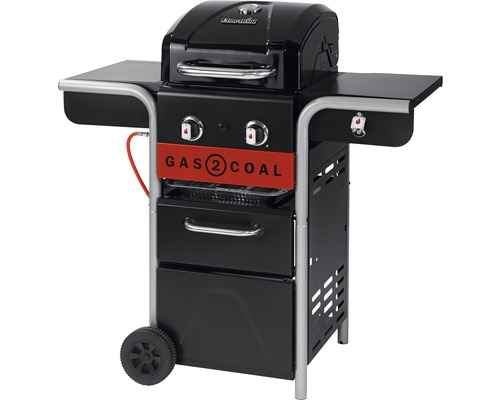 Gas- und Kohlegrill mit Ablageflächen und Rollen